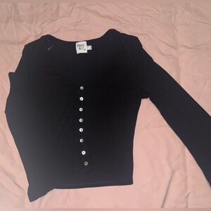 Princess Polly Black Button-Down Women's Top